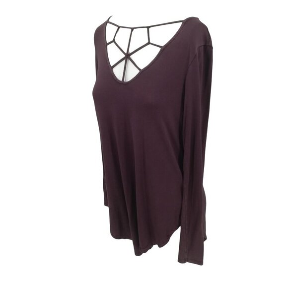 American Eagle Soft & Sexy T Long Sleeve Lattice Shirt Size S Curved Hem Stretch - Picture 6 of 12